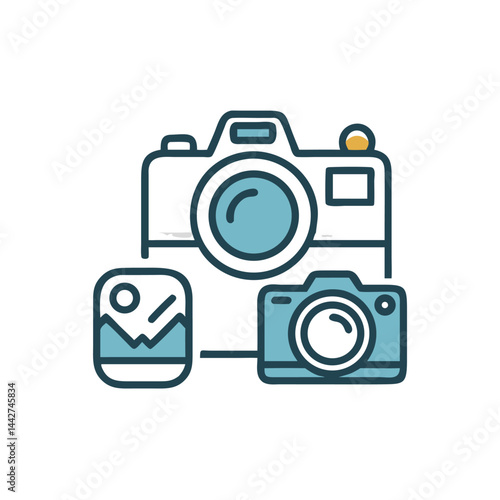 professional camera photography gear on white background for web and graphic design