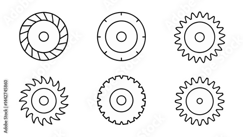 circular saw blade line art vector