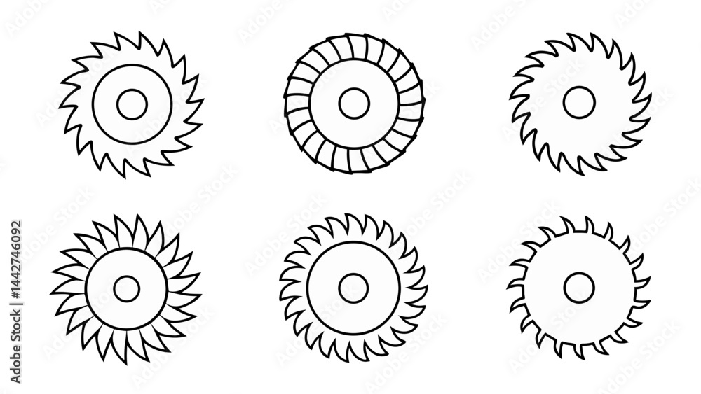 circular saw blade line art vector circular saw blade line art vector