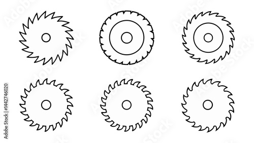 circular saw blade line art vector
