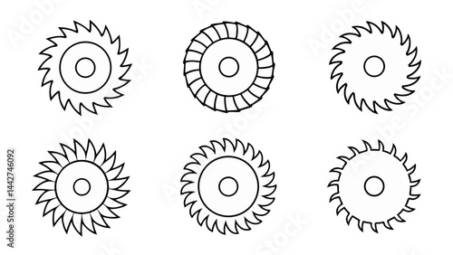 circular saw blade line art vector