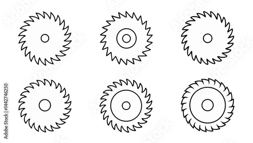circular saw blade line art vector