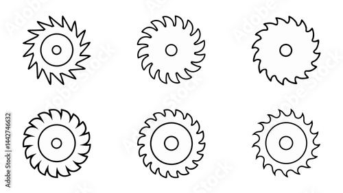 circular saw blade line art vector