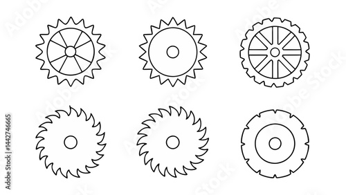 circular saw blade line art vector