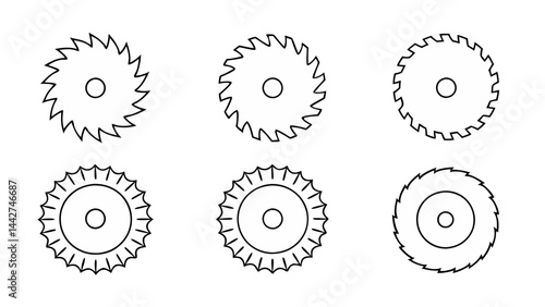 circular saw blade line art vector