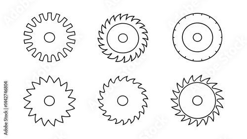 circular saw blade line art vector