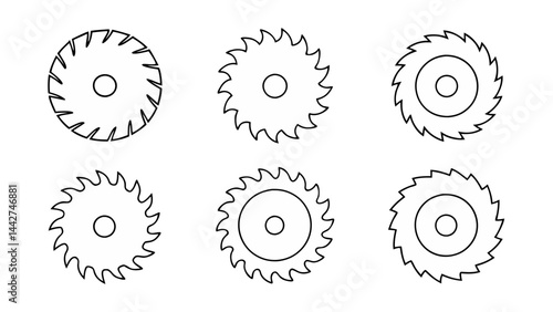 circular saw blade line art vector
