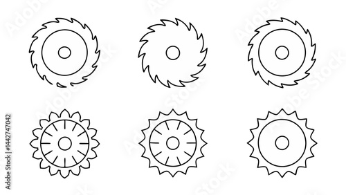 circular saw blade line art vector