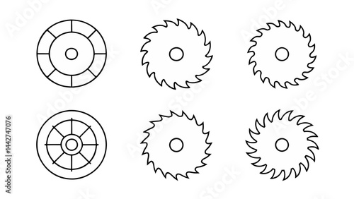 circular saw blade line art vector