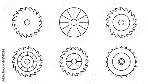 circular saw blade line art vector