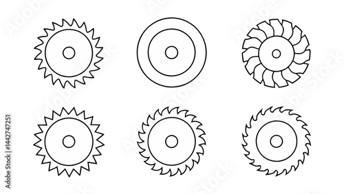 circular saw blade line art vector