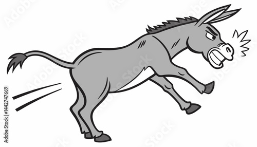 Angry donkey kick. Vector clip art illustration with simple gradients. All in a single layer.  