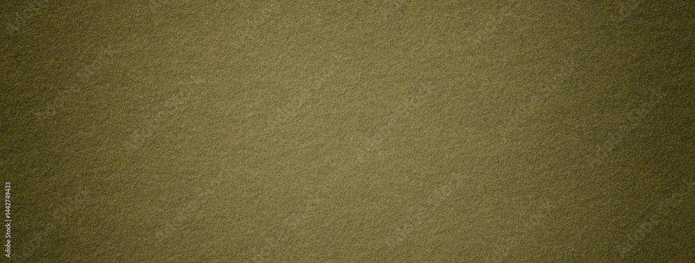 Fototapeta premium Texture dark green background from felt textile material with vignette, macro. Structure vintage olive fabric cloth