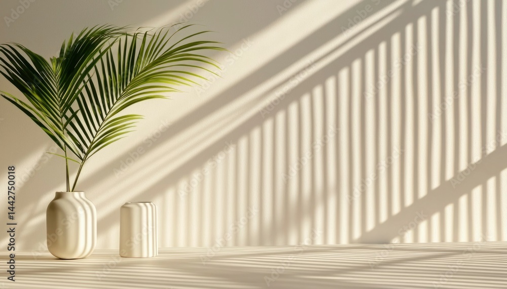 Fototapeta premium Minimalist interior with sunlight and shadows
