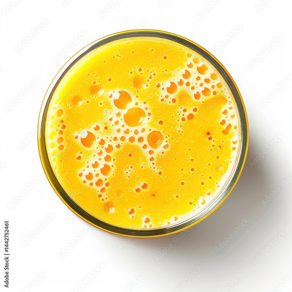 Freshly blended citrus juice served in a clear glass on a white background during a sunny morning Freshly blended citrus juice served in a clear glass on a white background during a sunny morning