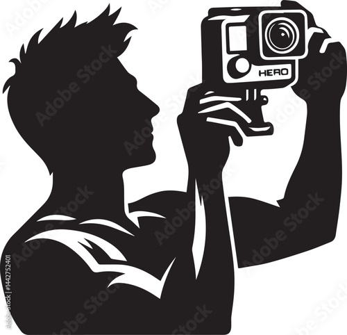 GoPro hero camera silhouette vector art illustration. GoPro hero camera vector icon.