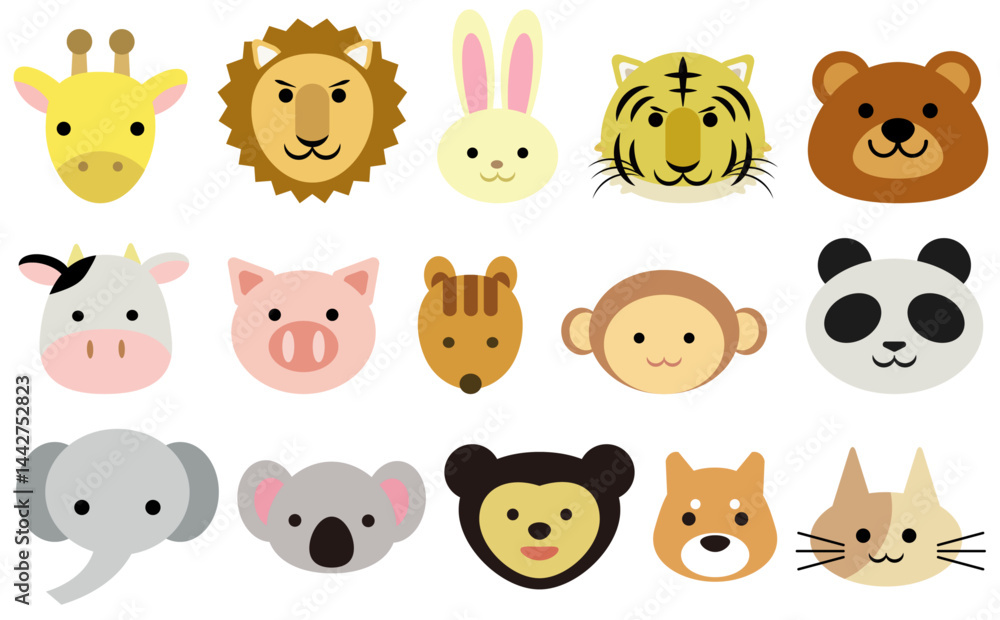 動物の顔セット 動物の顔セット