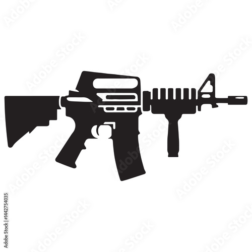 Semi-Automatic Rifle silhouette, fast and efficient for any mission – Rifle illustration – Minimalist Rifle vector – Weapon silhouette

