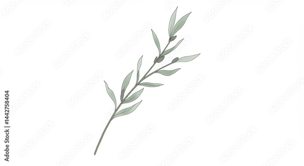Fototapeta premium Simple white flower sprig in clean minimal style