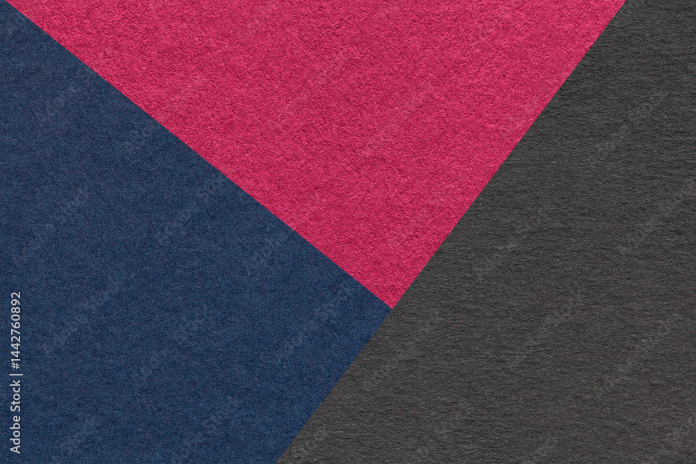 Fototapeta premium Texture craft navy blue, purple and black paper background, macro. Structure vintage abstract cardboard