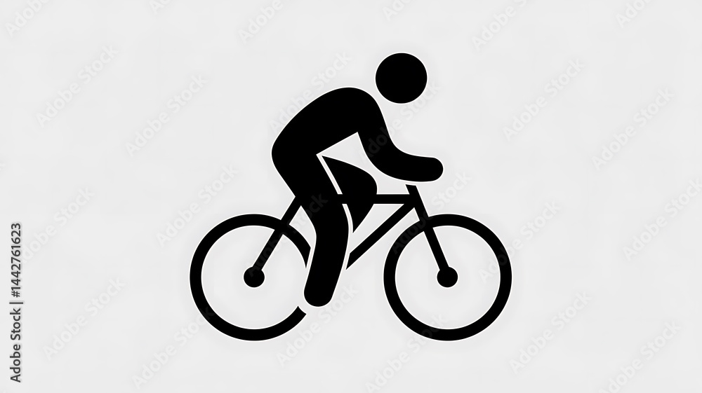 Fototapeta premium Simple black silhouette vector of a cyclist riding a bicycle for road safety and transportation