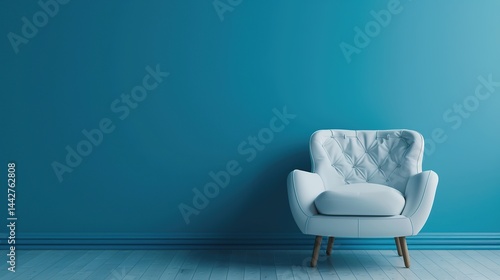 white chair on blue wall background