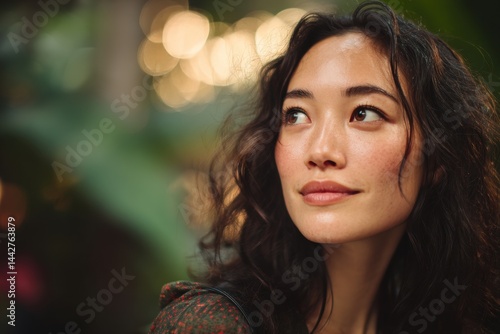 A woman with wavy hair look...