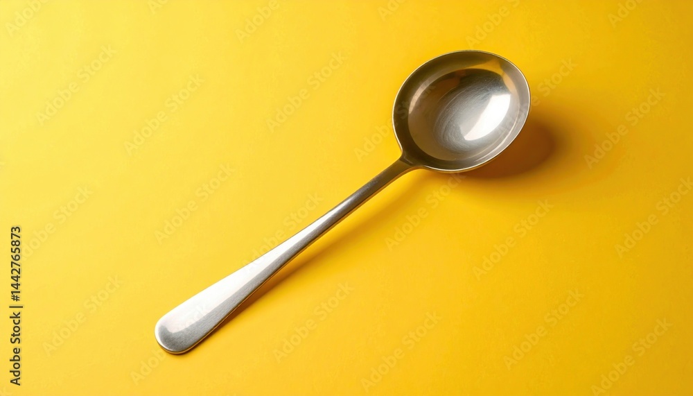 Cooking action silver spoon on yellow background food photography minimalist environment close-up view culinary concept Cooking action silver spoon on yellow background food photography minimalist environment close-up view culinary concept