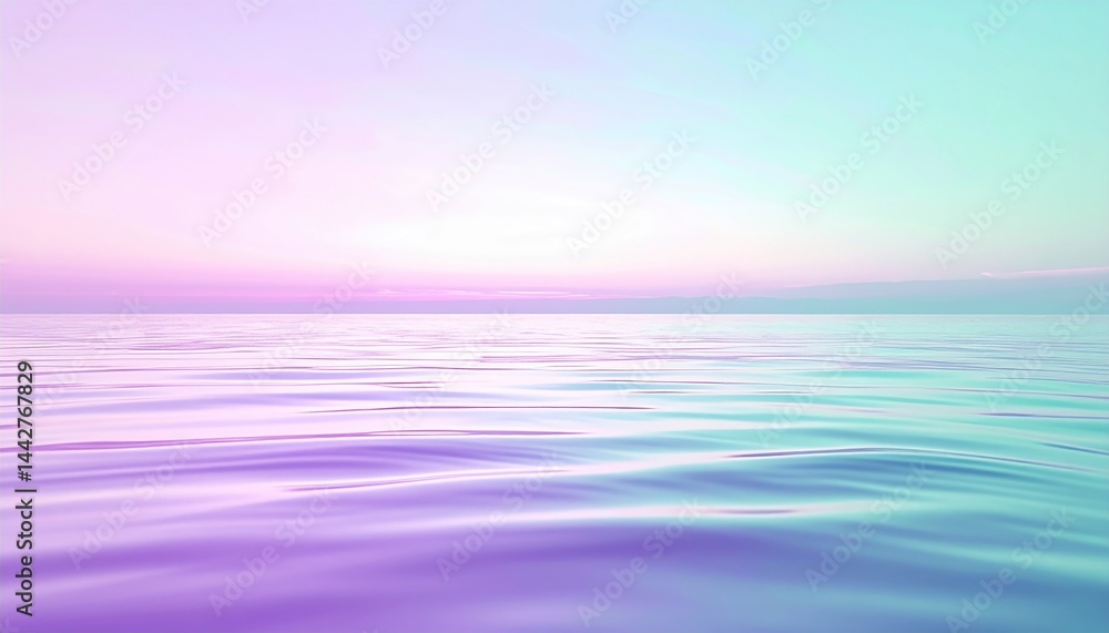 Fototapeta premium Calm ocean waves serene horizon digital artwork tranquil environment wide-angle view soothing concept