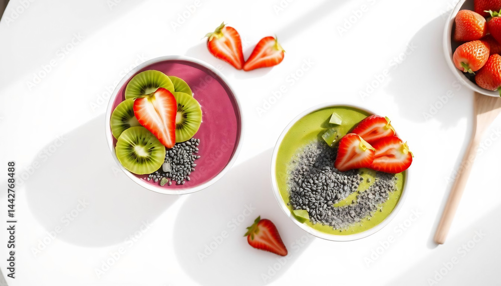 Colorful Smoothie Bowls with Fresh Fruits