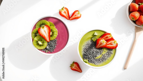 Obraz na płótnie Colorful Smoothie Bowls with Fresh Fruits w salonie