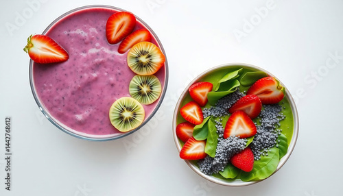 Obraz na płótnie Colorful Smoothie Bowls with Fresh Fruits w salonie