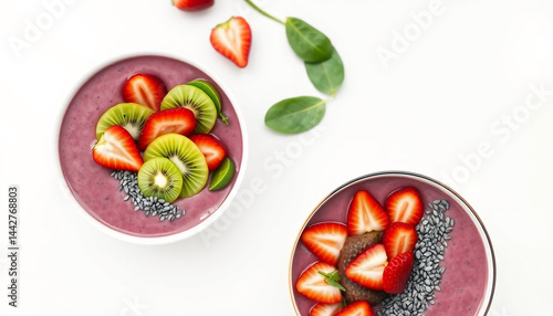 Obraz na płótnie Colorful Smoothie Bowls with Fresh Fruits w salonie