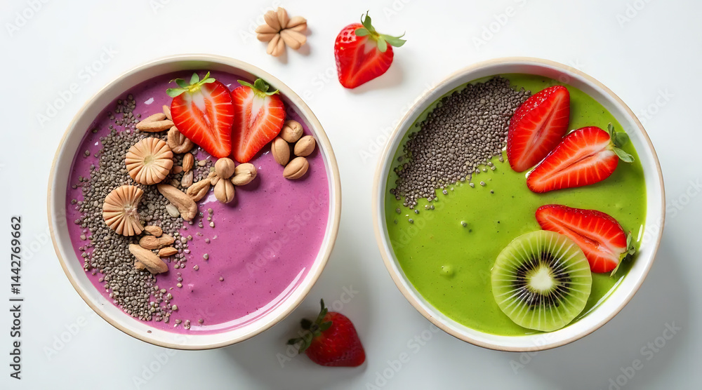 Colorful Smoothie Bowls with Fresh Fruits