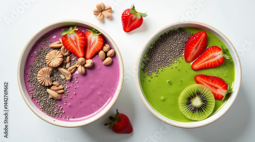 Obraz na płótnie Colorful Smoothie Bowls with Fresh Fruits w salonie