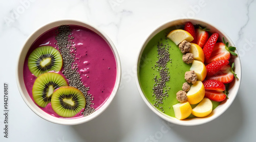 Obraz na płótnie Colorful Smoothie Bowls with Fresh Fruits w salonie