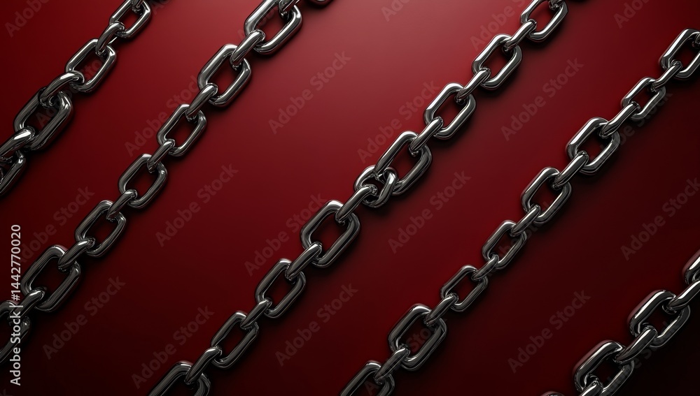 Obraz premium Metal chains on a red background