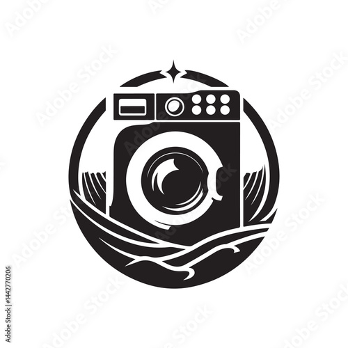 Dryer Silhouette Vector Illustration, Solid White Background.