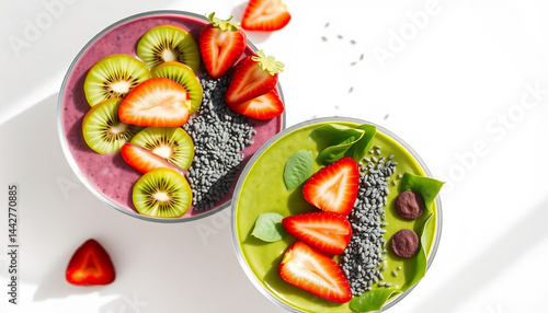 Obraz na płótnie Colorful Smoothie Bowls with Fresh Fruits w salonie