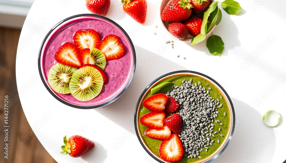 Colorful Smoothie Bowls with Fresh Fruits