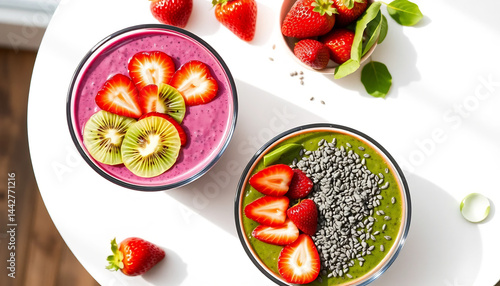Colorful Smoothie Bowls with Fresh Fruits