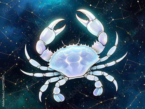 Cancer Crab Zodiac Sign in Starry Sky