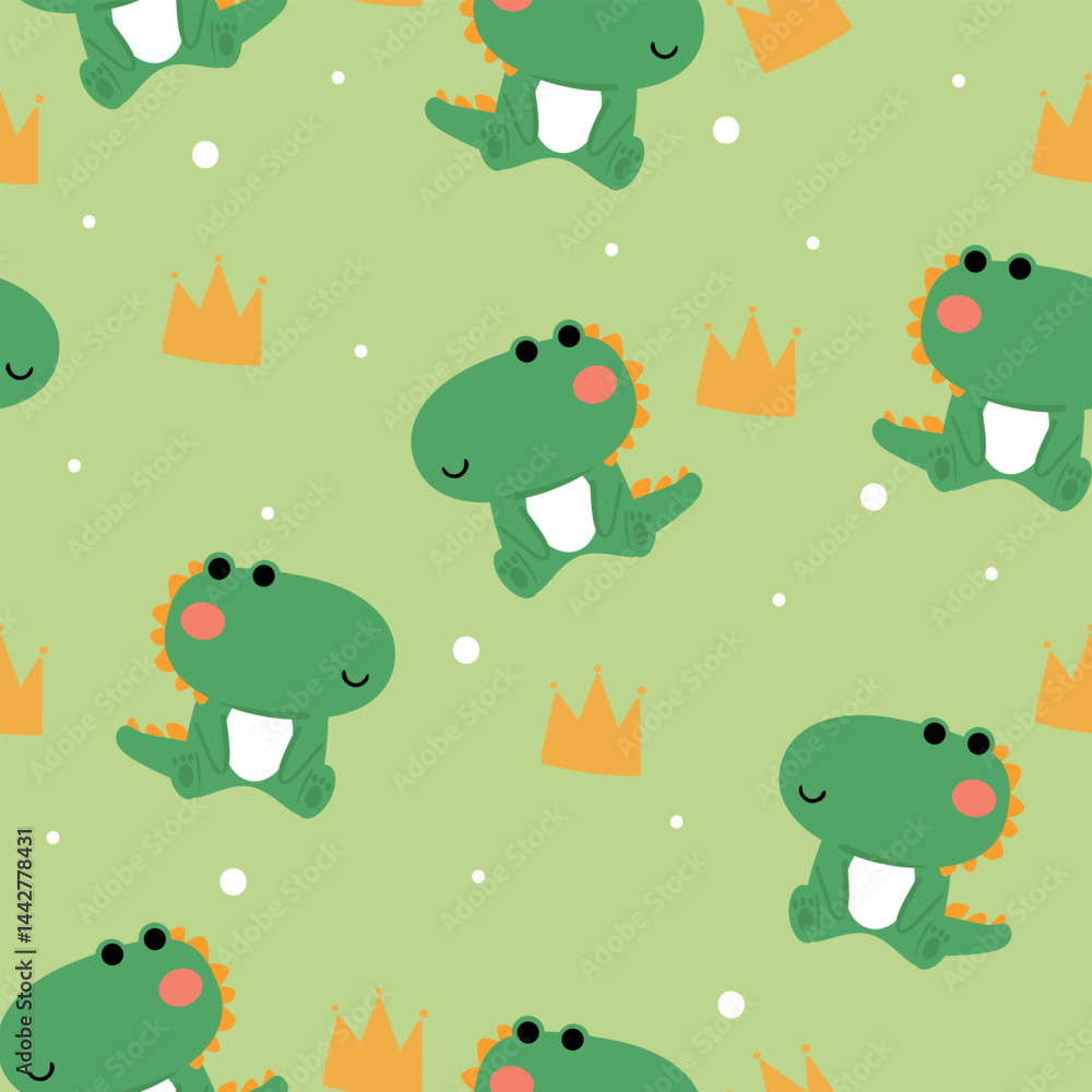 Obraz premium Seamless pattern cute cartoon dinosaur. cute animal drawing for wallpaper and background