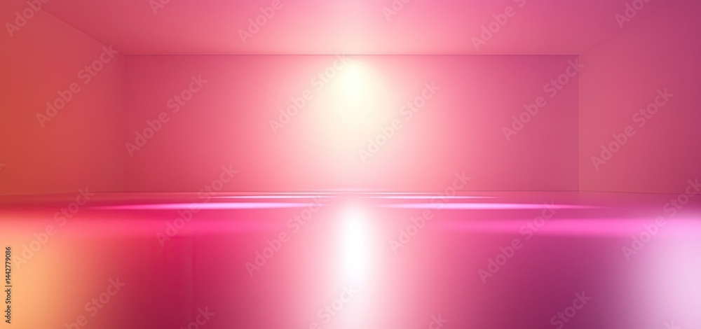 Empty Studio Room with Pink Walls, Glossy Floor and Spot Lighting Effect Design Empty Studio Room with Pink Walls, Glossy Floor and Spot Lighting Effect Design