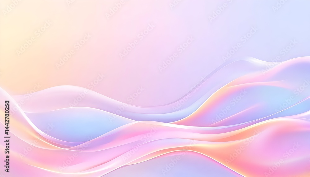Fototapeta premium Pastel-colored, flowing, abstract waves on a soft, light background