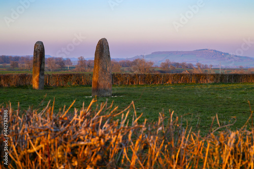 Obraz na płótnie menhirs standing in Couches, Saone et Loire, Bourgogne Franche Comte, France w salonie