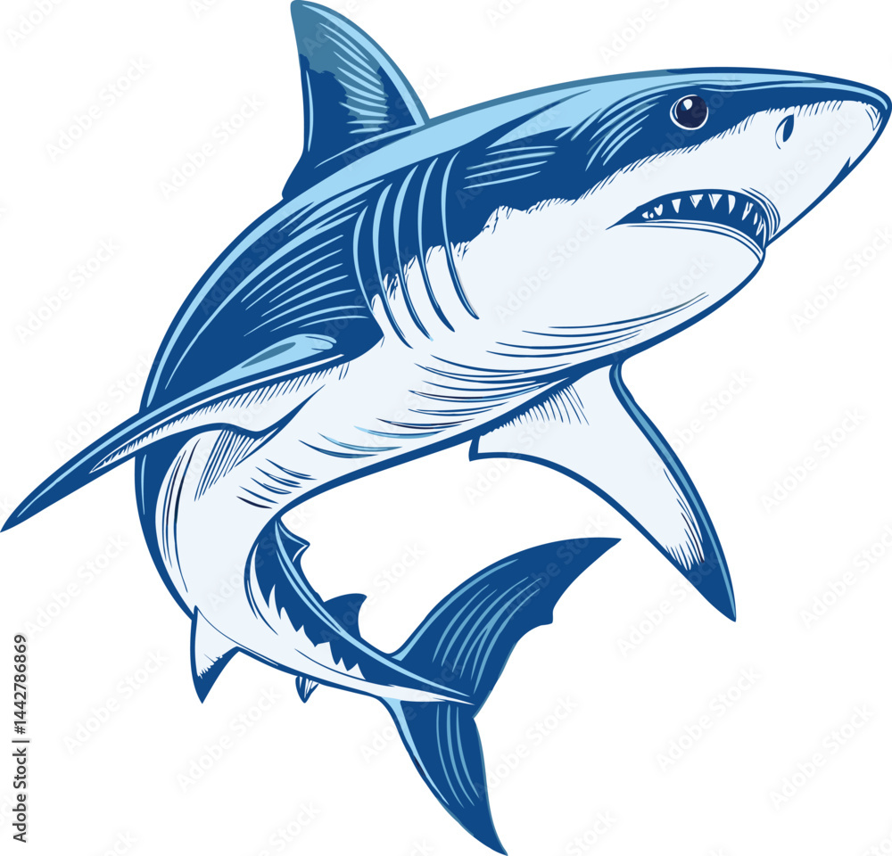Obraz premium shark vector art illustration white background