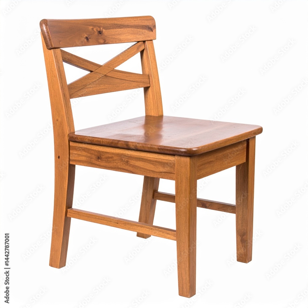 Wooden Chair with Cross Back Design and Sturdy Frame Wooden Chair with Cross Back Design and Sturdy Frame