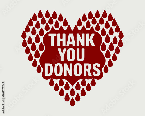 Thank You Blood Donors: Heart-Shaped Blood Drop Design for Donation Campaigns