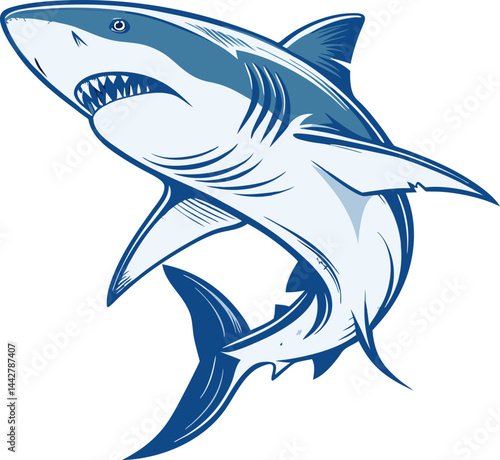 shark vector art illustration white background
